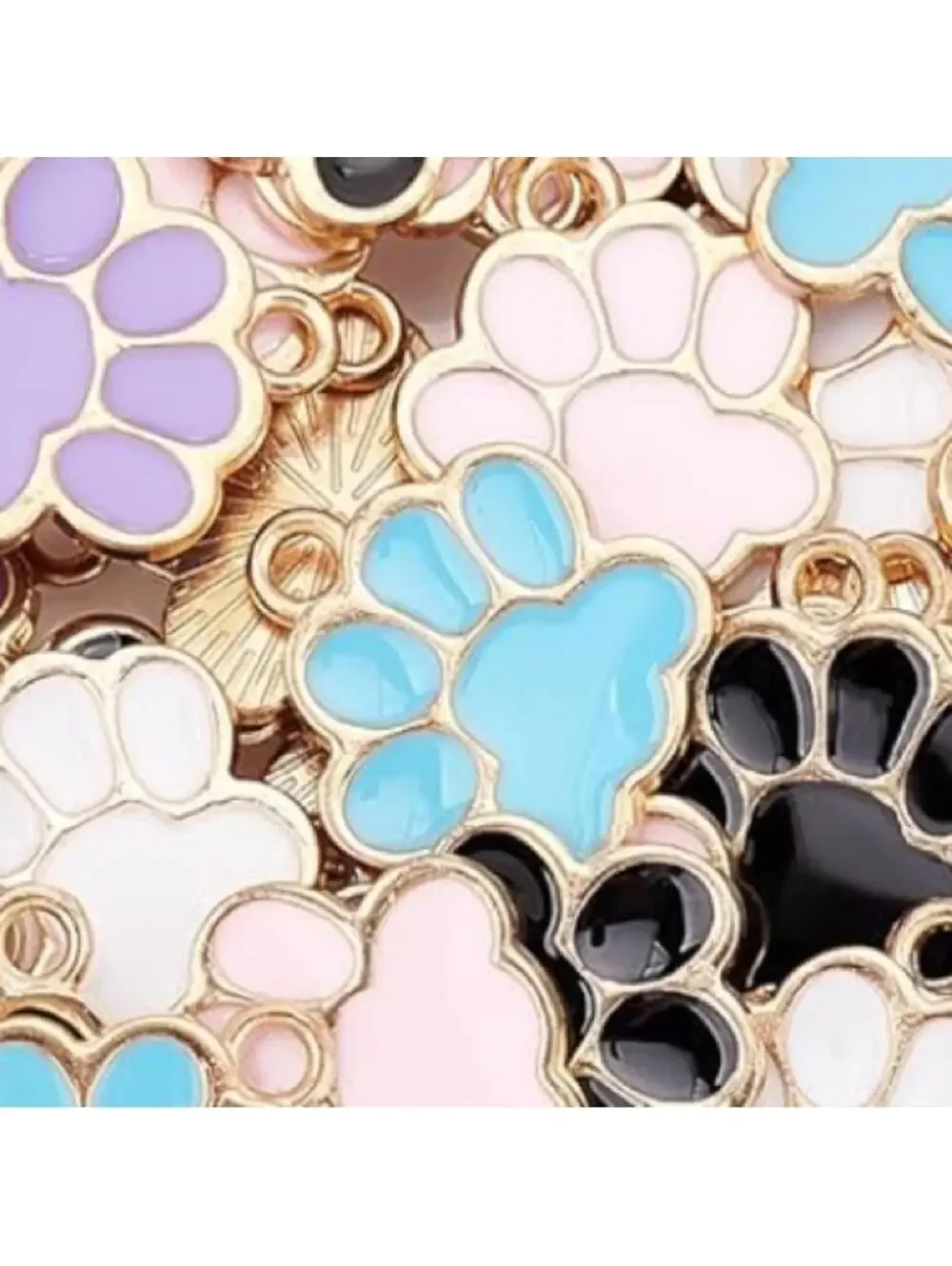 Paw Print Charms DIY Pendant Jewelry Making Multicolored Pink Gold Blue Gift New